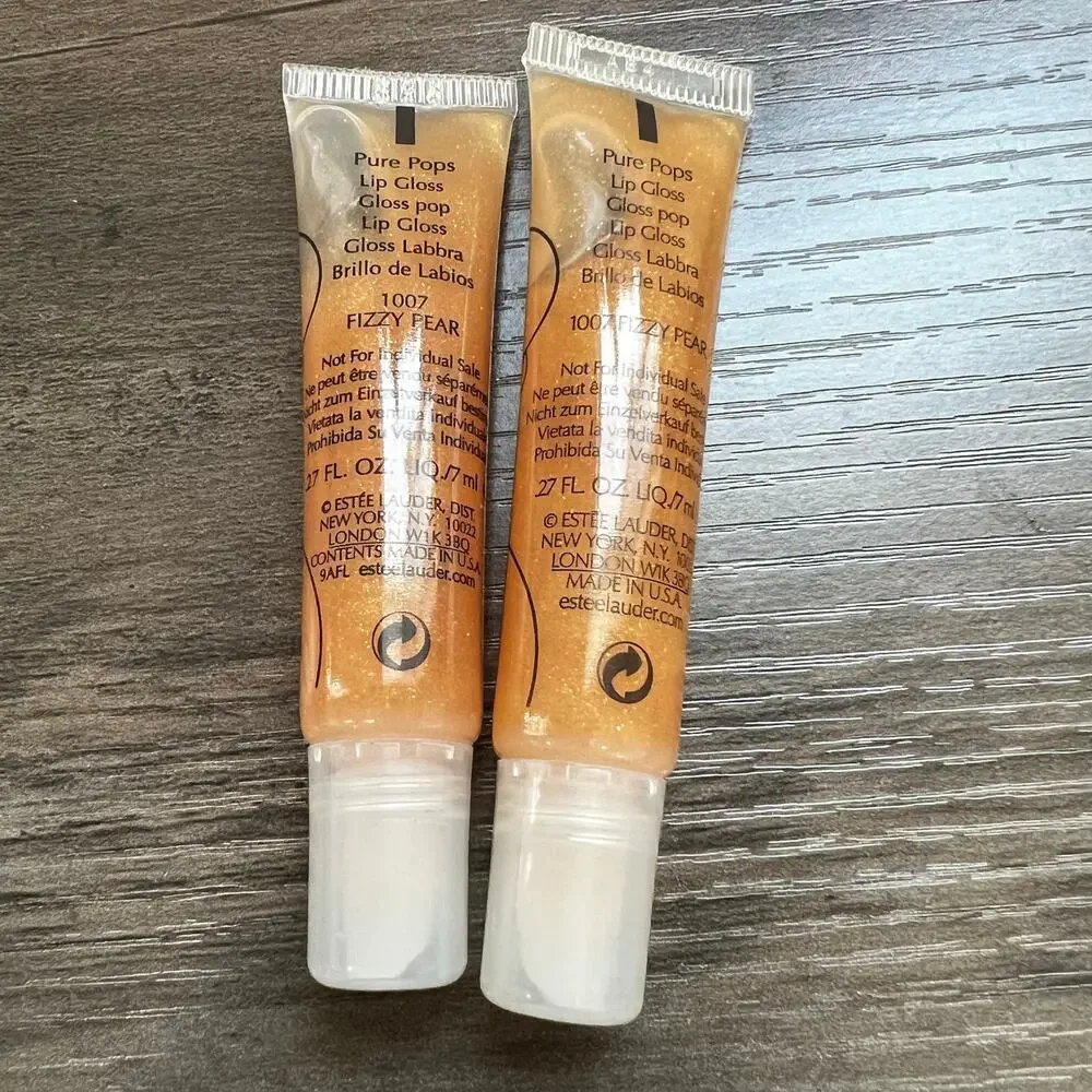 2 Estee Lauder Fizzy Pear 1007 Pure Pops Lip Gloss .27 oz Deluxe Sample Size